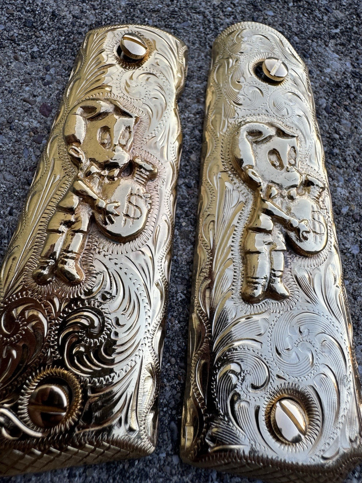 1911 45 38 Super Full Size Richie Rich Gold Gun Pistol Grip Cachas & 24K Screws