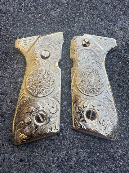 Beretta 92FS Cachas Scorpion Gold Plated Pistol Custom Grips & Gold Screws
