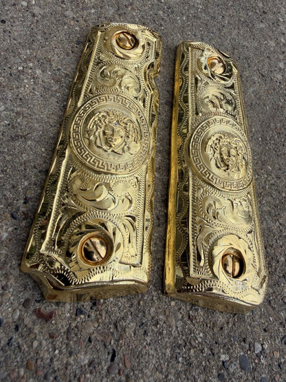 1911 45 38 Super Full Size Versace Gold Gun Pistol Grip Cachas & 24K Screws