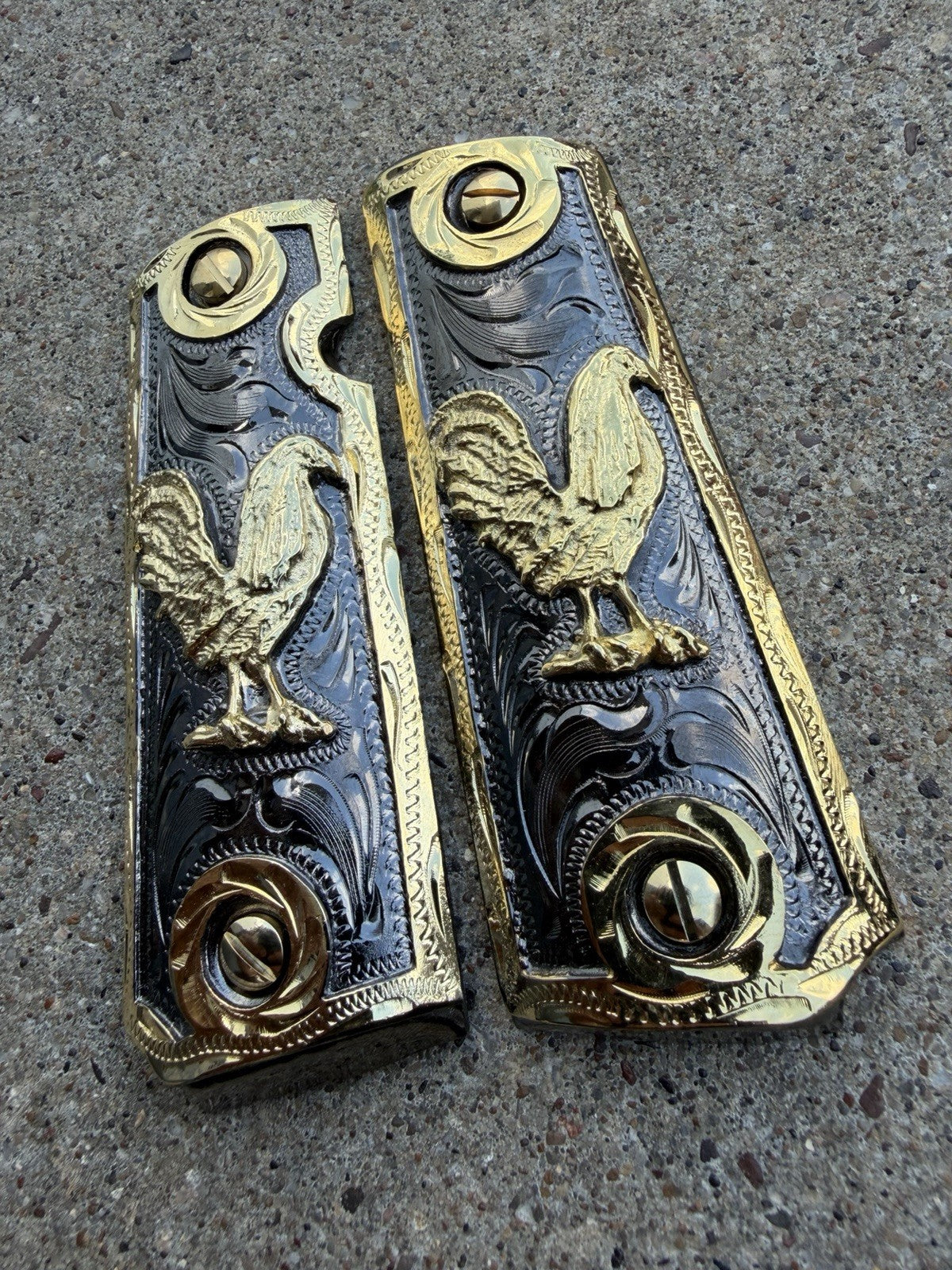 1911 45 38 Super Full Size Gallo Gold Gun Pistol Grip Cachas & 24K Screws