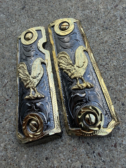 1911 45 38 Super Full Size Gallo Gold Gun Pistol Grip Cachas & 24K Screws