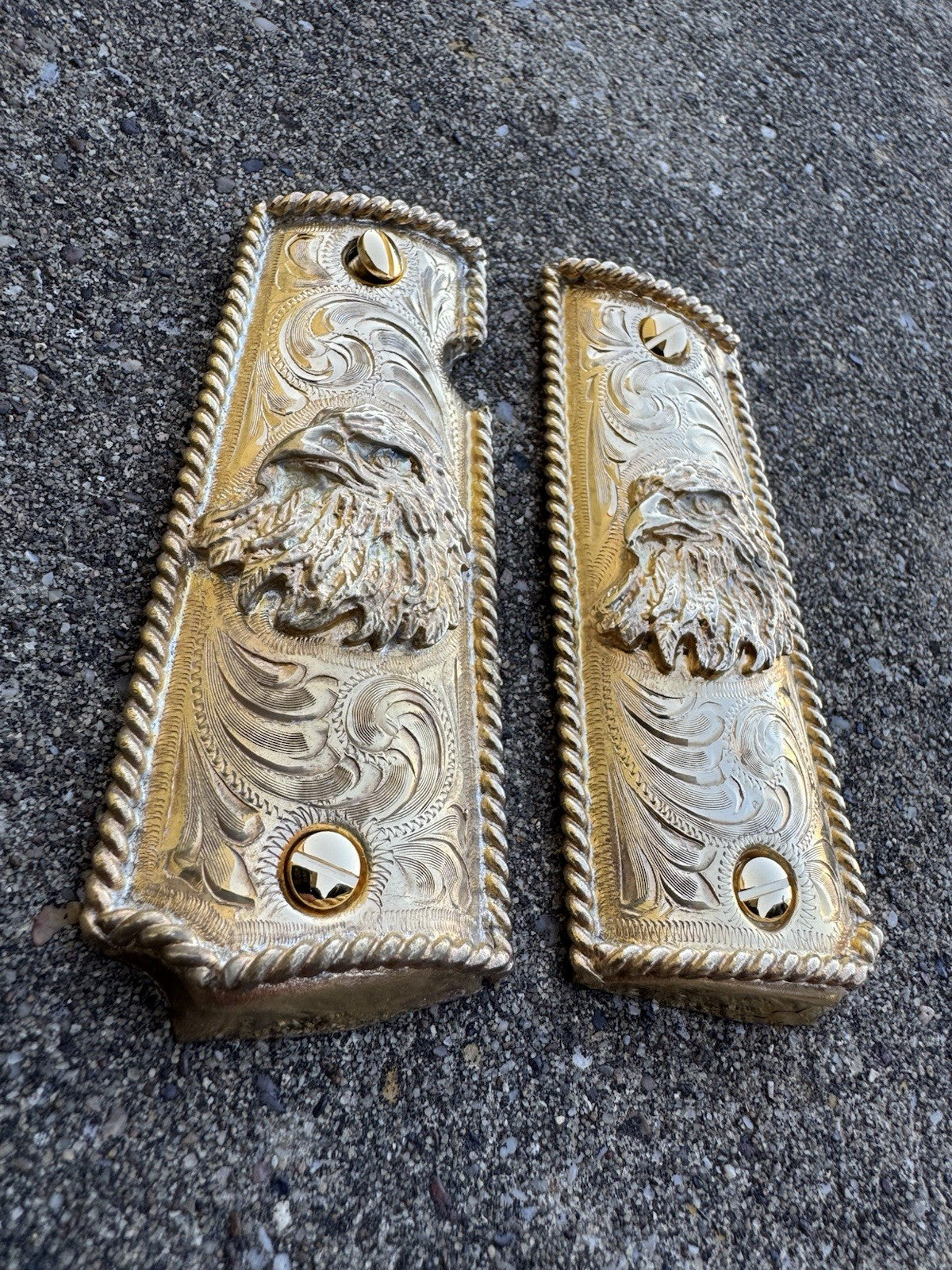 1911 45 38 Super Full Size Gold Gun Pistol Grip Cachas Chapeado & 24K Screws