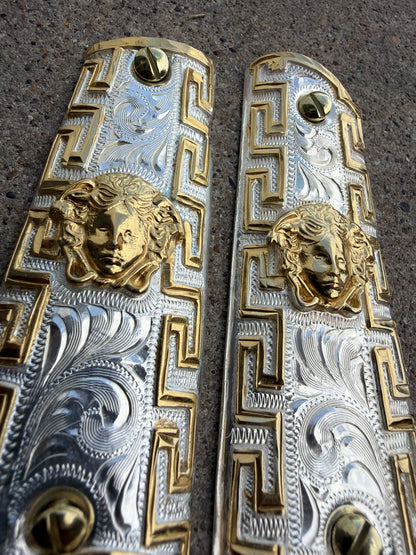 1911 45 38 Super Full Size Versace Gold Gun Pistol Grip Cachas & 24K Screws