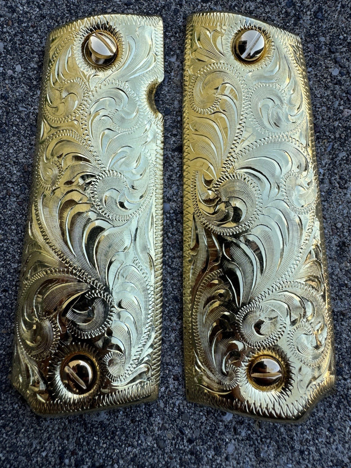 1911 45 38 Super Full Size Gold Gun Pistol Grip Cachas Chapeado & 24K Screws