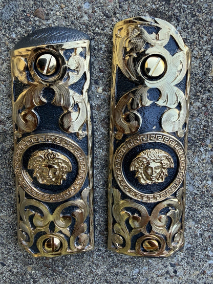 1911 45 38 Super Full Size Versace Gold Gun Pistol Grip Cachas & 24K Screws