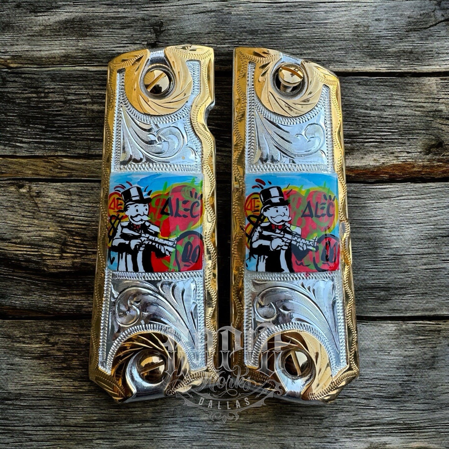 1911 45 38 Super Full Size Richie Rich Gold Gun Pistol Grip Cachas & 24K Screws