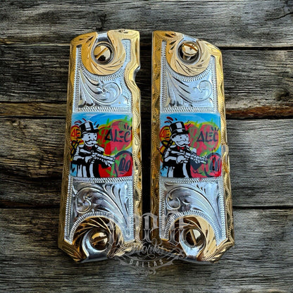 1911 45 38 Super Full Size Richie Rich Gold Gun Pistol Grip Cachas & 24K Screws
