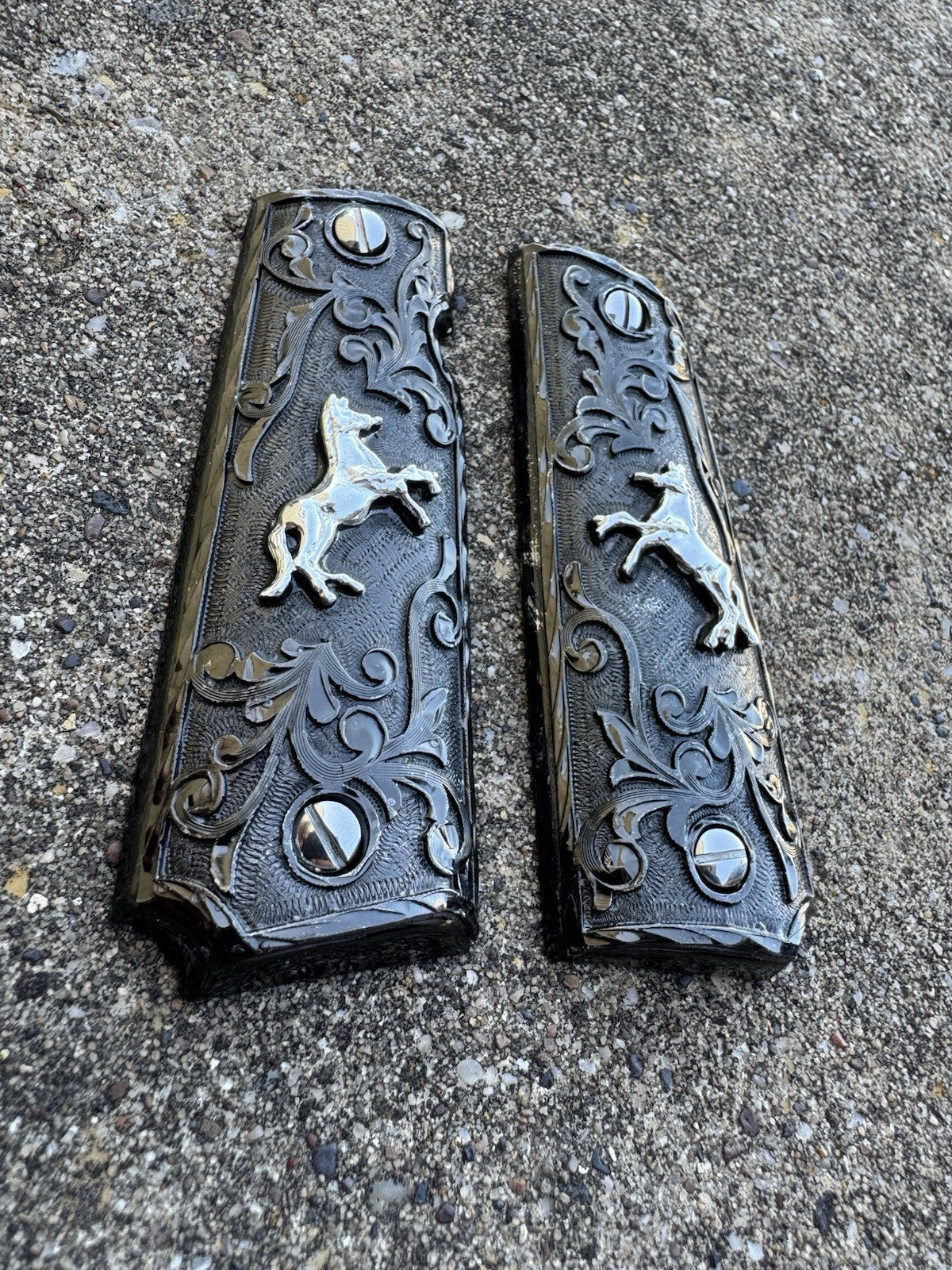 1911 45 38 Super Full Size Colt Horse Gun Pistol Grip Cachas & Polished Screws