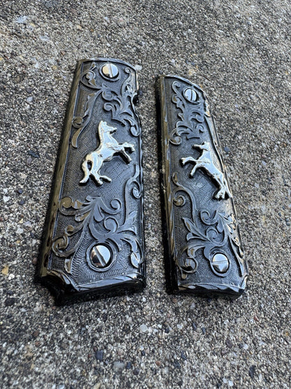 1911 45 38 Super Full Size Colt Horse Gun Pistol Grip Cachas & Polished Screws