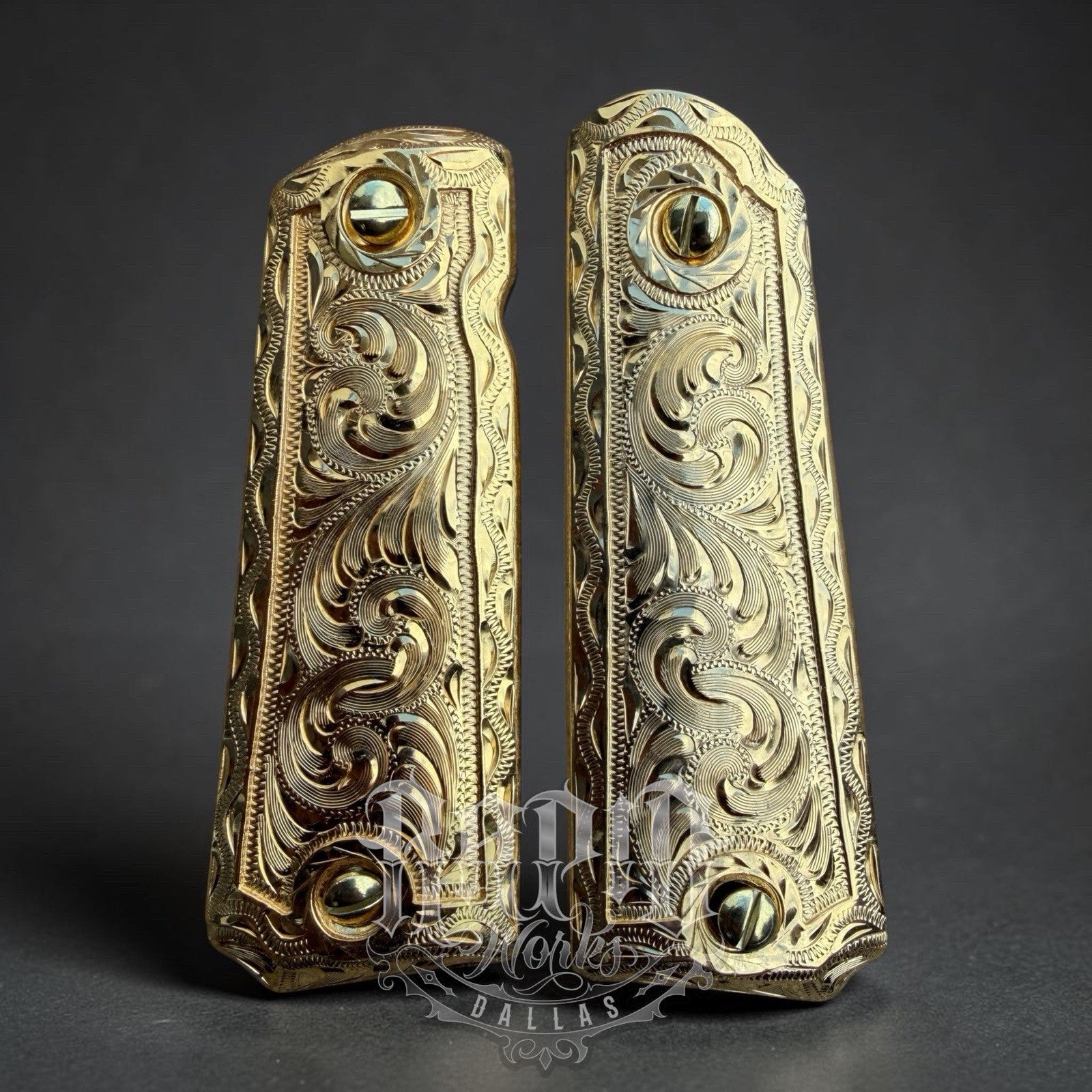 1911 45 38 Super Full Size Gold Gun Pistol Grip Cachas Chapeado & 24K Screws