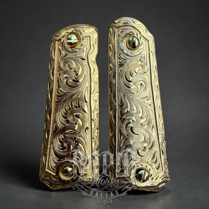 1911 45 38 Super Full Size Gold Gun Pistol Grip Cachas Chapeado & 24K Screws
