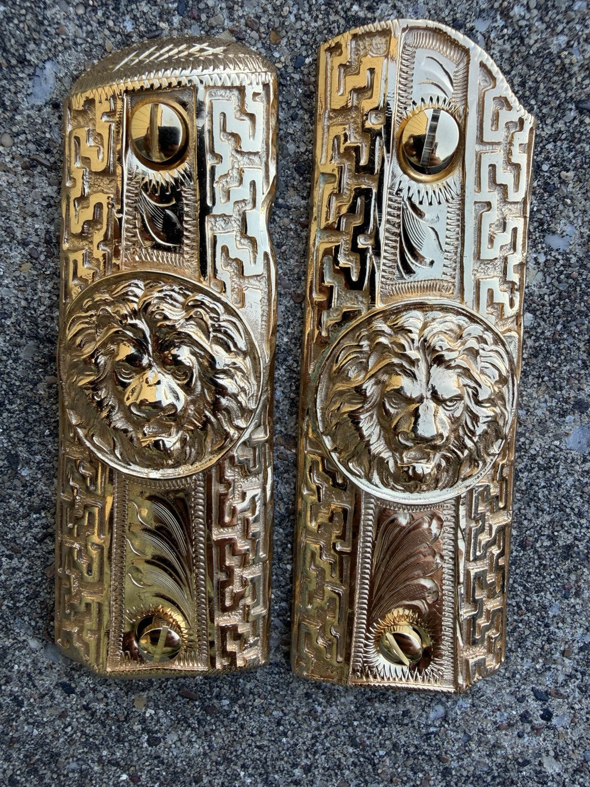 1911 45 38 Super Full Size Gold Gun Pistol Grip Cachas Chapeado & 24K Screws
