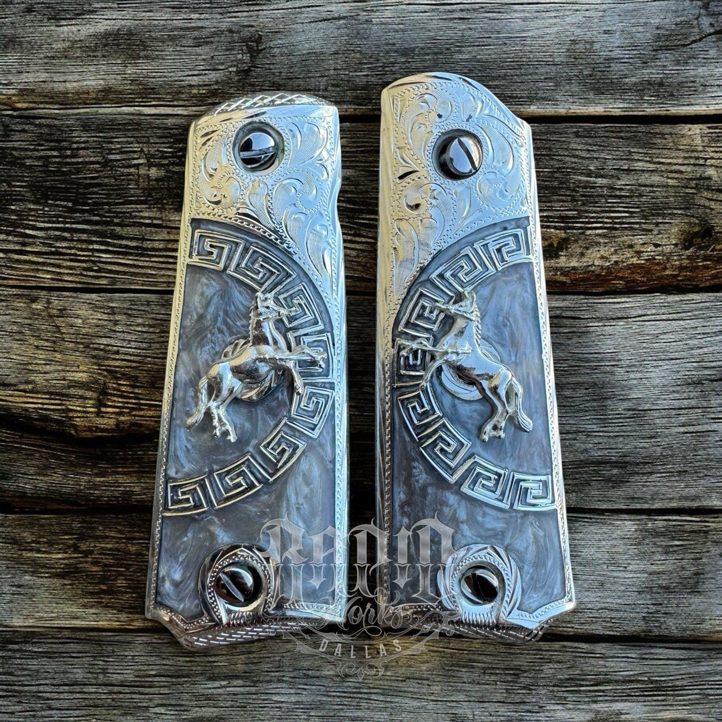 1911 45 38 Super Full Size Colt Horse Gun Pistol Grip Cachas & Polished Screws