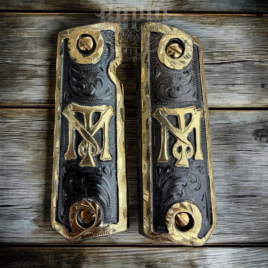 1911 45 38 Super Full Size Scarface Gold Gun Pistol Grip Cachas & 24K Screws