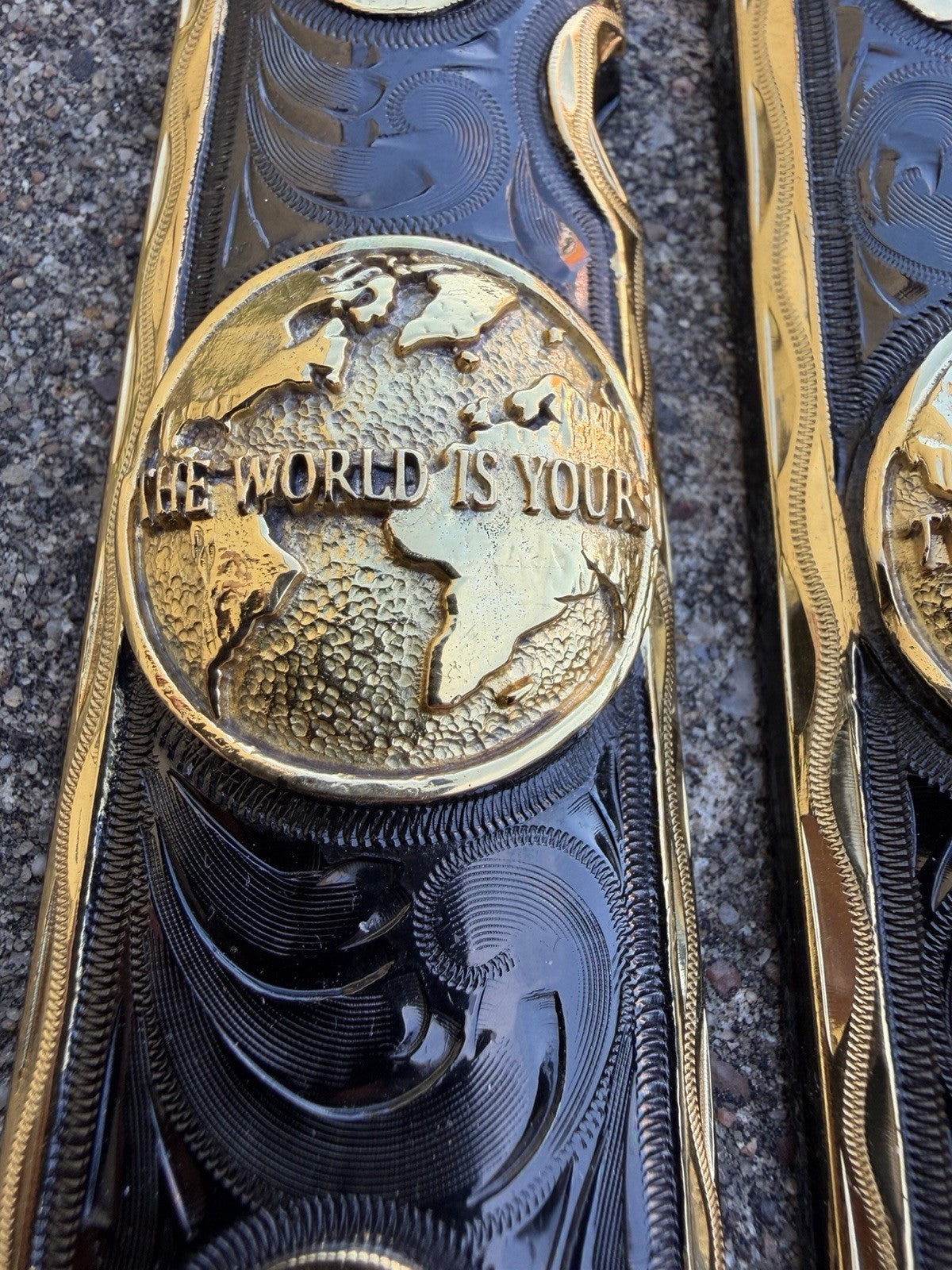 1911 45 38 Super Full Size WORLD IS YOURS Gold Gun Pistol Grip Cachas &24K Screw