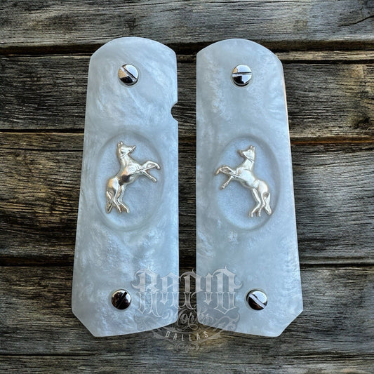 1911 45 38 Super Full Size Resin SilverColt Horse Gun Pistol Grip Cachas