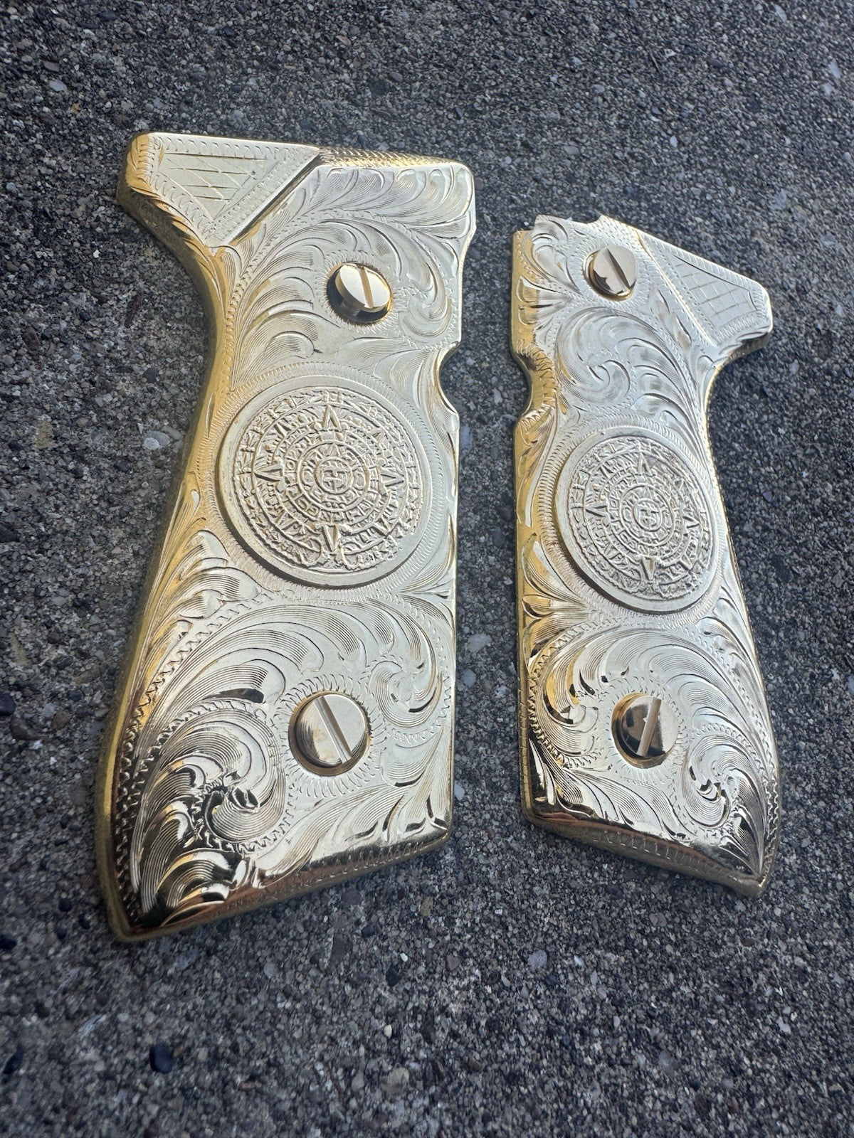 Beretta 92FS Cachas Scorpion Gold Plated Pistol Custom Grips & Gold Screws