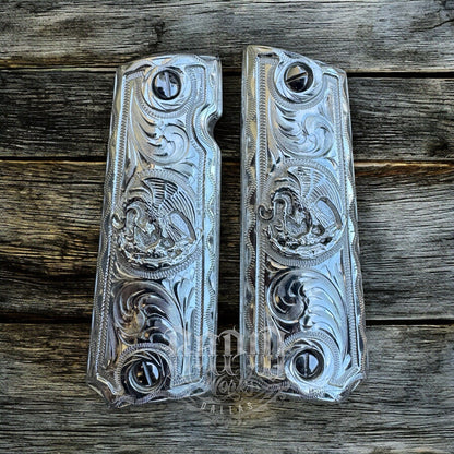 1911 45 38 Super Full Size Aguila Gun Pistol Grip Cachas & Polished Screws