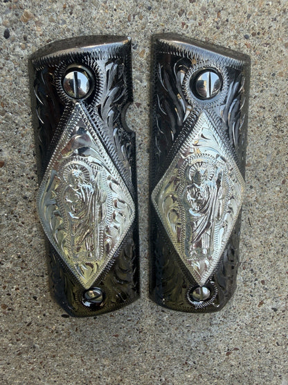 1911 45 38 Super Full Size San Judas Gun Pistol Grip Cachas & Polished Screws