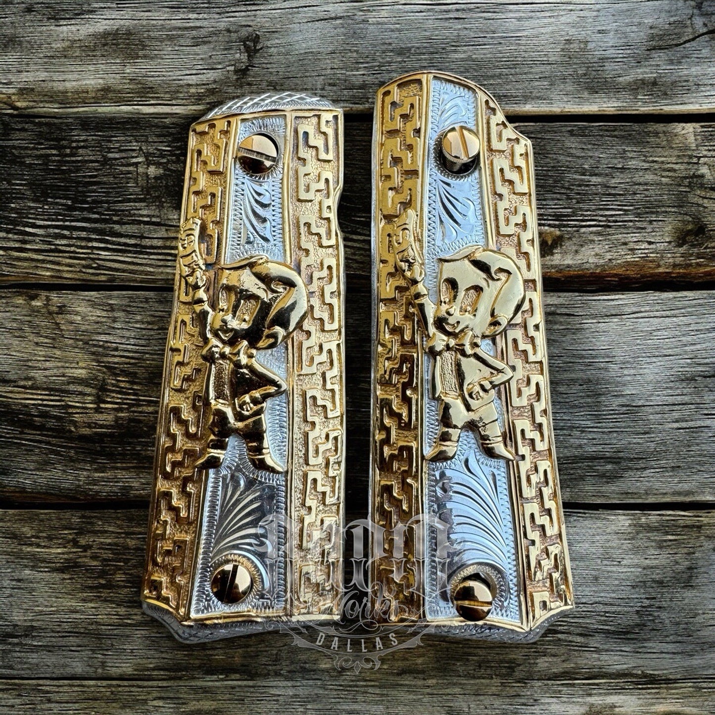 1911 45 38 Super Full Size Richie Rich Gold Gun Pistol Grip Cachas & 24K Screws