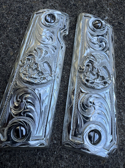 1911 45 38 Super Full Size Aguila Gun Pistol Grip Cachas & Polished Screws
