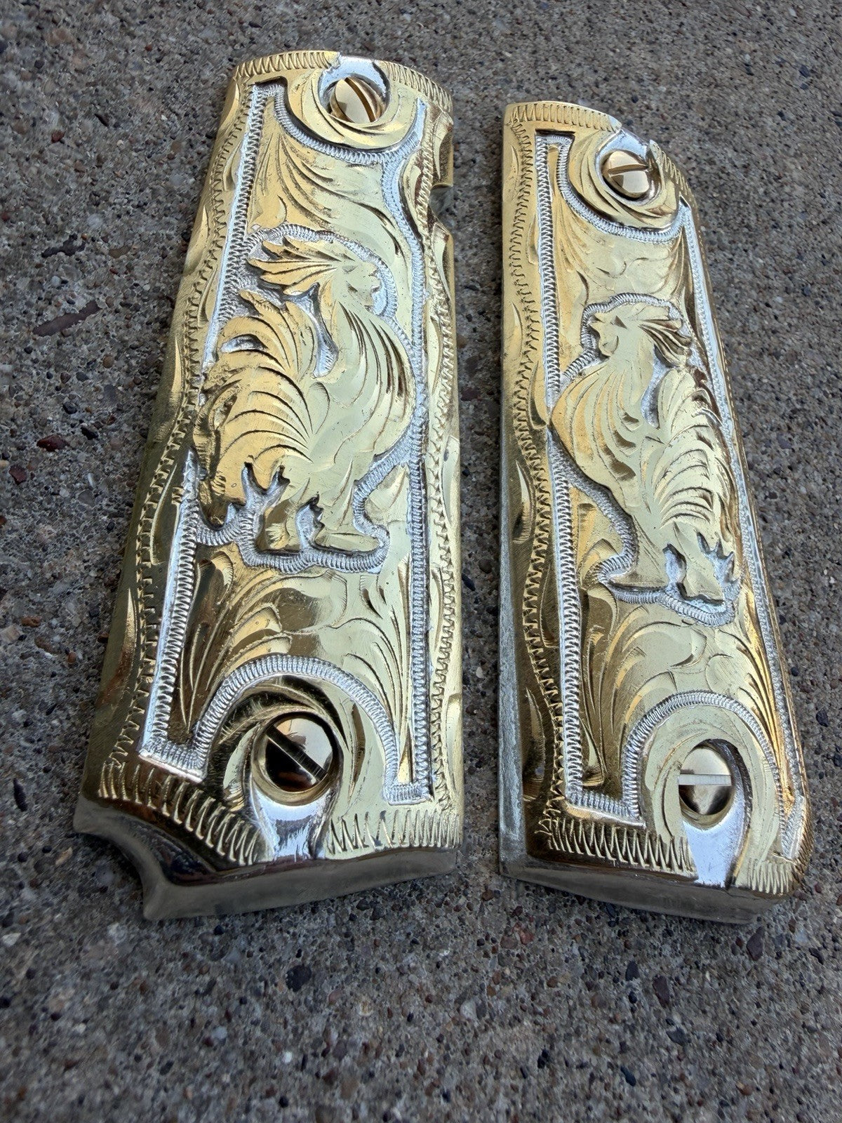 1911 45 38 Super Full Size Gallo Gold Gun Pistol Grip Cachas & 24K Screws