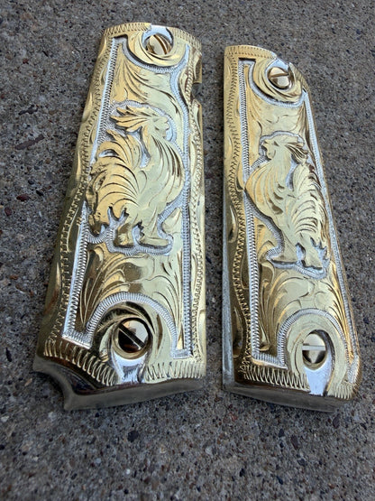 1911 45 38 Super Full Size Gallo Gold Gun Pistol Grip Cachas & 24K Screws