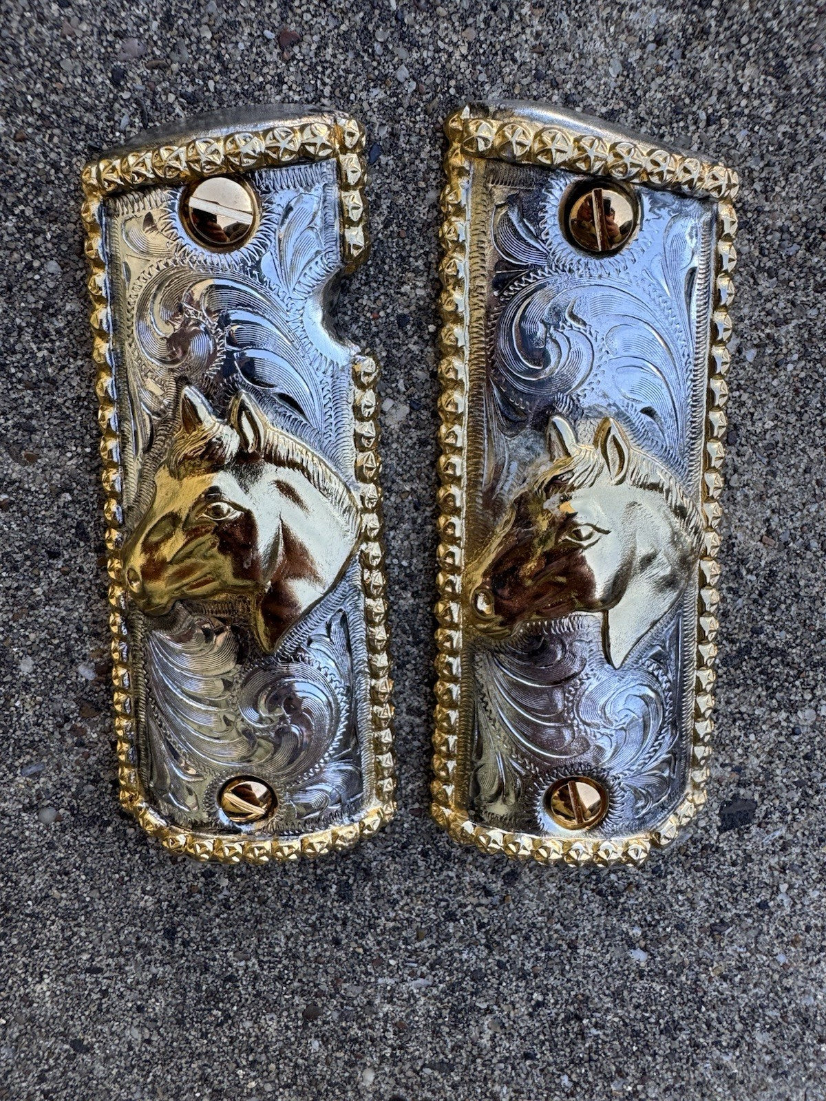 1911 45 38 Super Full Size Gold Gun Pistol Grip Cachas Chapeado & 24K Screws