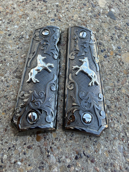 1911 45 38 Super Full Size Horse Gun Pistol Grip Cachas & Polished Screws