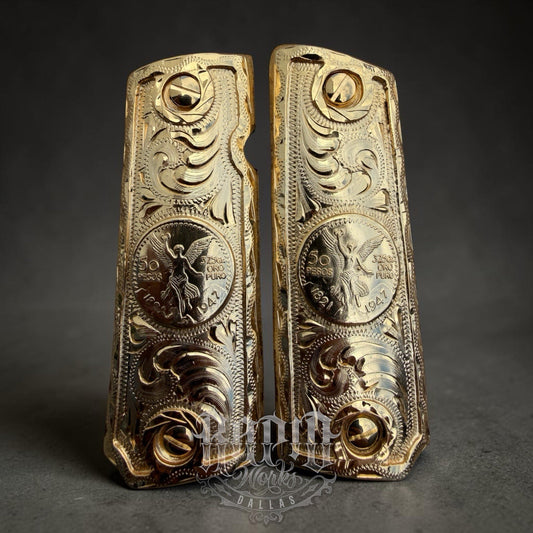 1911 45 38 Super Full Size Centenario Gold Gun Pistol Grip Cachas & 24K Screws