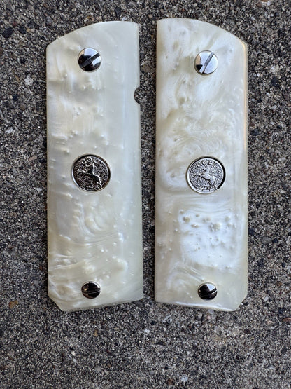 1911 45 38 Super Full Size Resin Silver Colt Coin Gun Pistol Grip Cachas