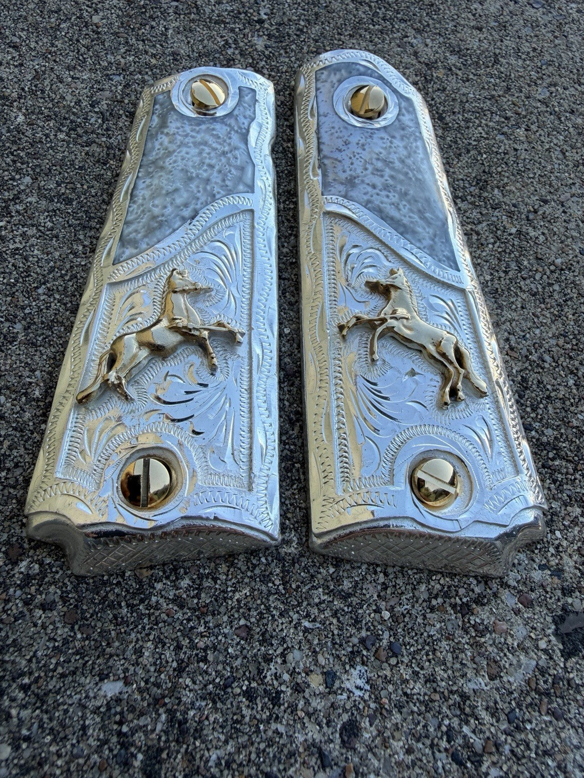 1911 45 38 Super Full Size Horse Gold Gun Pistol Grip Cachas & 24K Screws