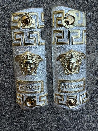 1911 45 38 Super Versace Full Size Gold Gun Pistol Grip Cachas & 24K Screws
