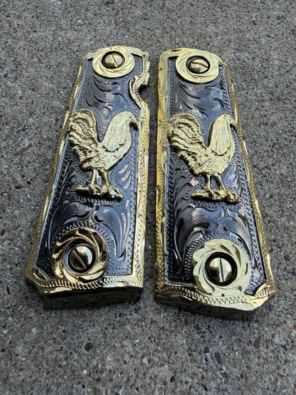 1911 45 38 Super Full Size Gallo Gold Gun Pistol Grip Cachas & 24K Screws