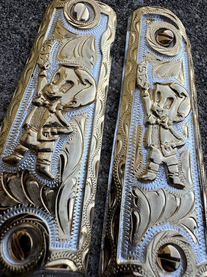 1911 45 38 Super Full Size Richie Rich Gold Gun Pistol Grip Cachas & 24K Screws