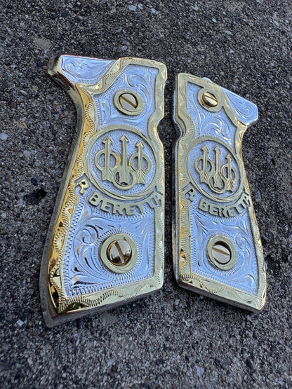 Beretta 92FS Cachas Gold Plated Pistol Custom Grips & Gold Screws