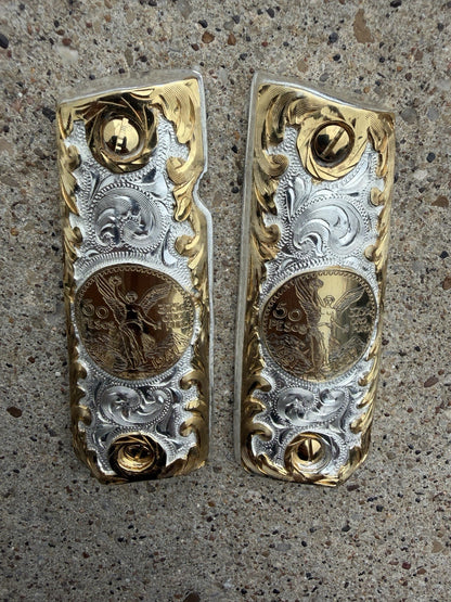 1911 45 38 Super Full Size Centenario Gold Gun Pistol Grip Cachas & 24K Screws