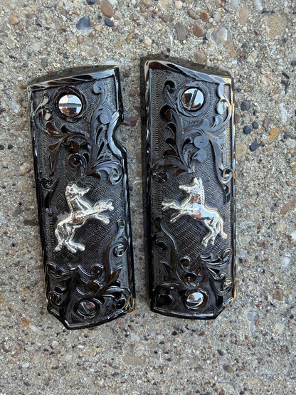 1911 45 38 Super Full Size Horse Gun Pistol Grip Cachas & Polished Screws