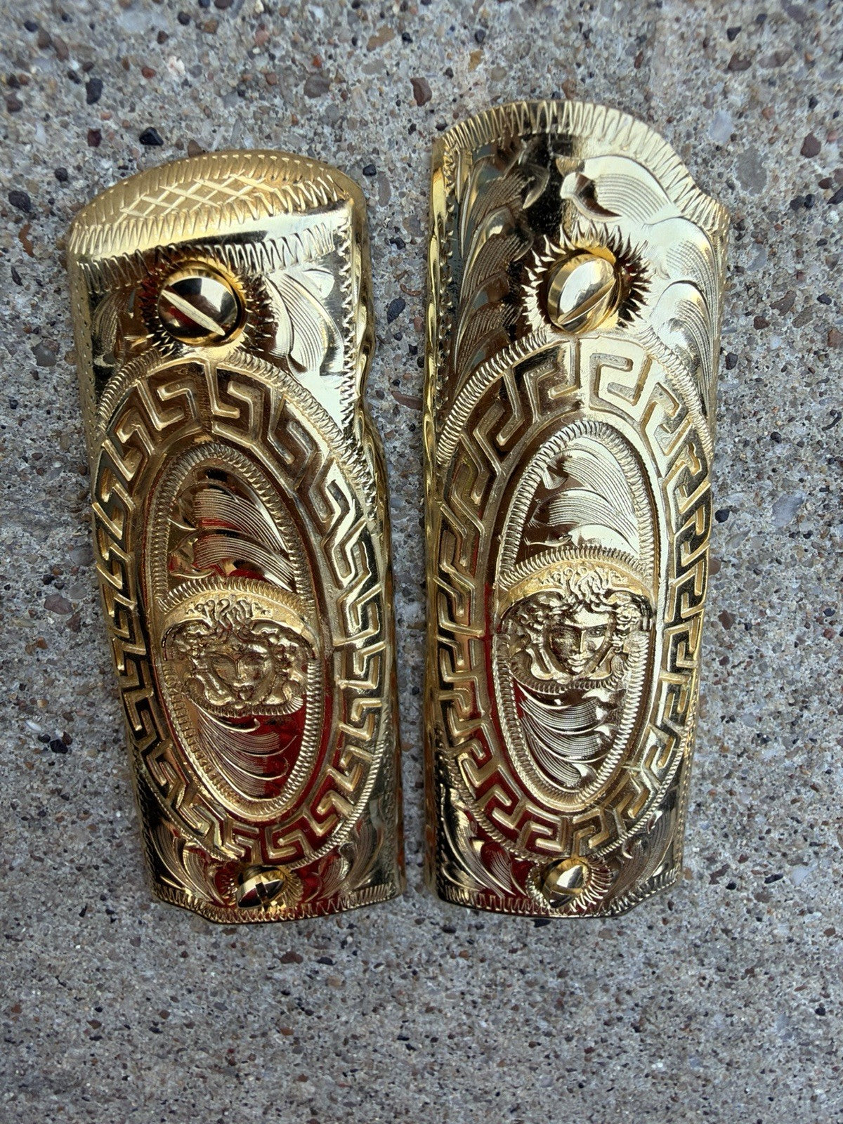 1911 45 38 Super Full Size Versace Gold Gun Pistol Grip Cachas & 24K Screws