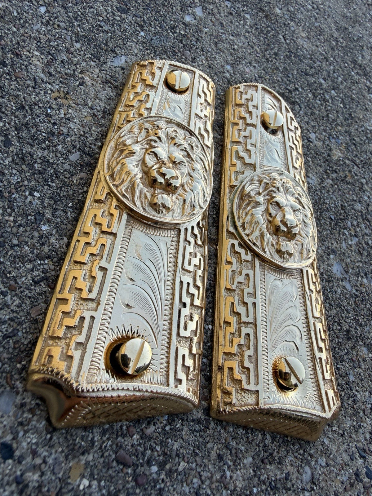 1911 45 38 Super Full Size Gold Gun Pistol Grip Cachas Chapeado & 24K Screws