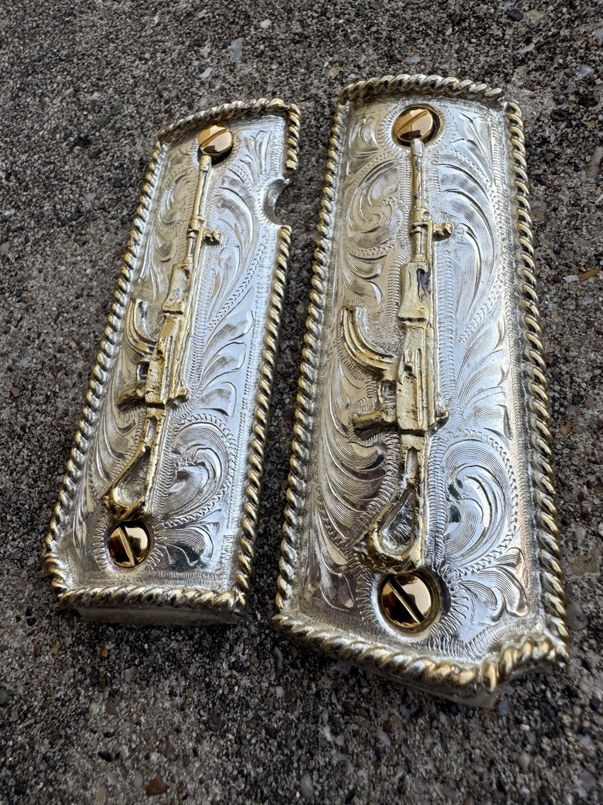 1911 45 38 Super Full Size Gold Gun Pistol Grip Cachas Chapeado & 24K Screws