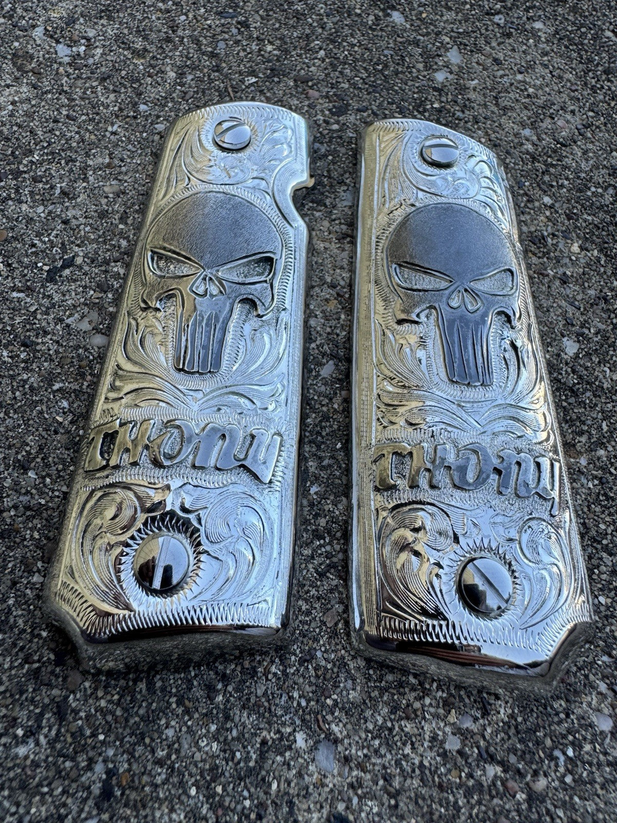1911 45 38 Super Full Size Thony Gun Pistol Grip Cachas & Polished Screws