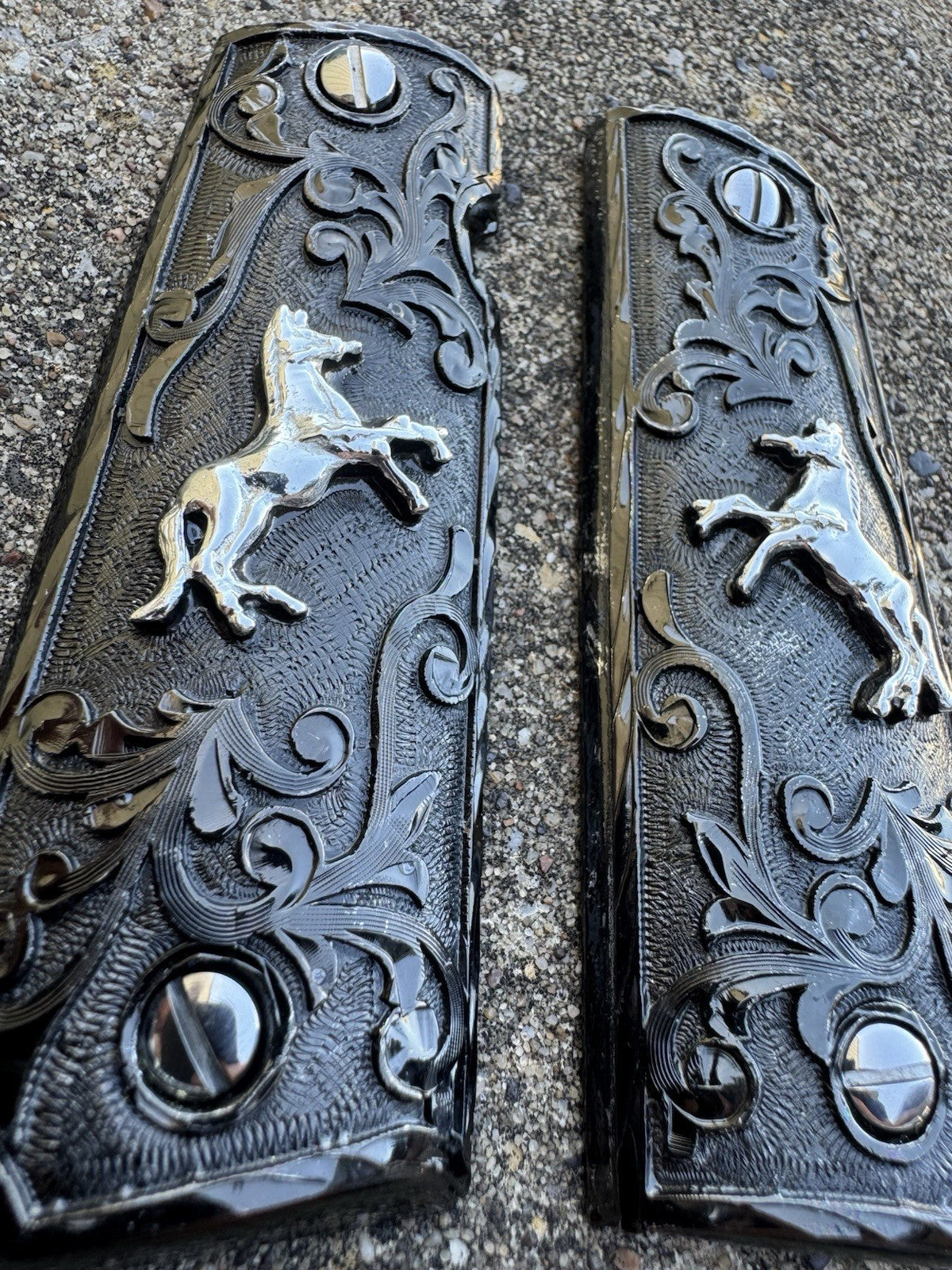 1911 45 38 Super Full Size Colt Horse Gun Pistol Grip Cachas & Polished Screws