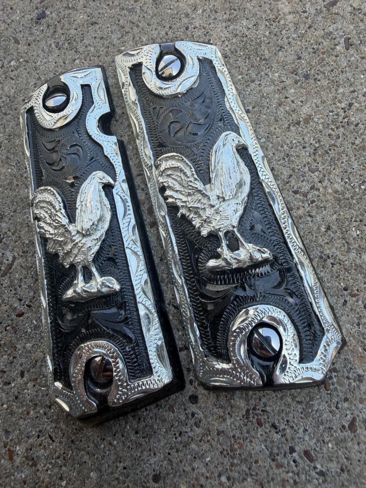 1911 45 38 Super Full Size Gallo Gun Pistol Grip Cachas & Polished Screws