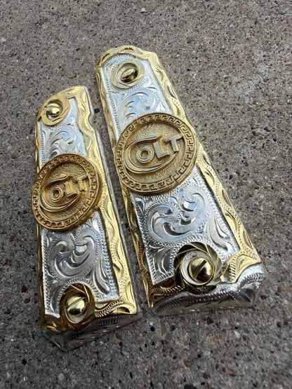 1911 45 38 Super Full Size COLT Gold Gun Pistol Grip Cachas & 24K Screws