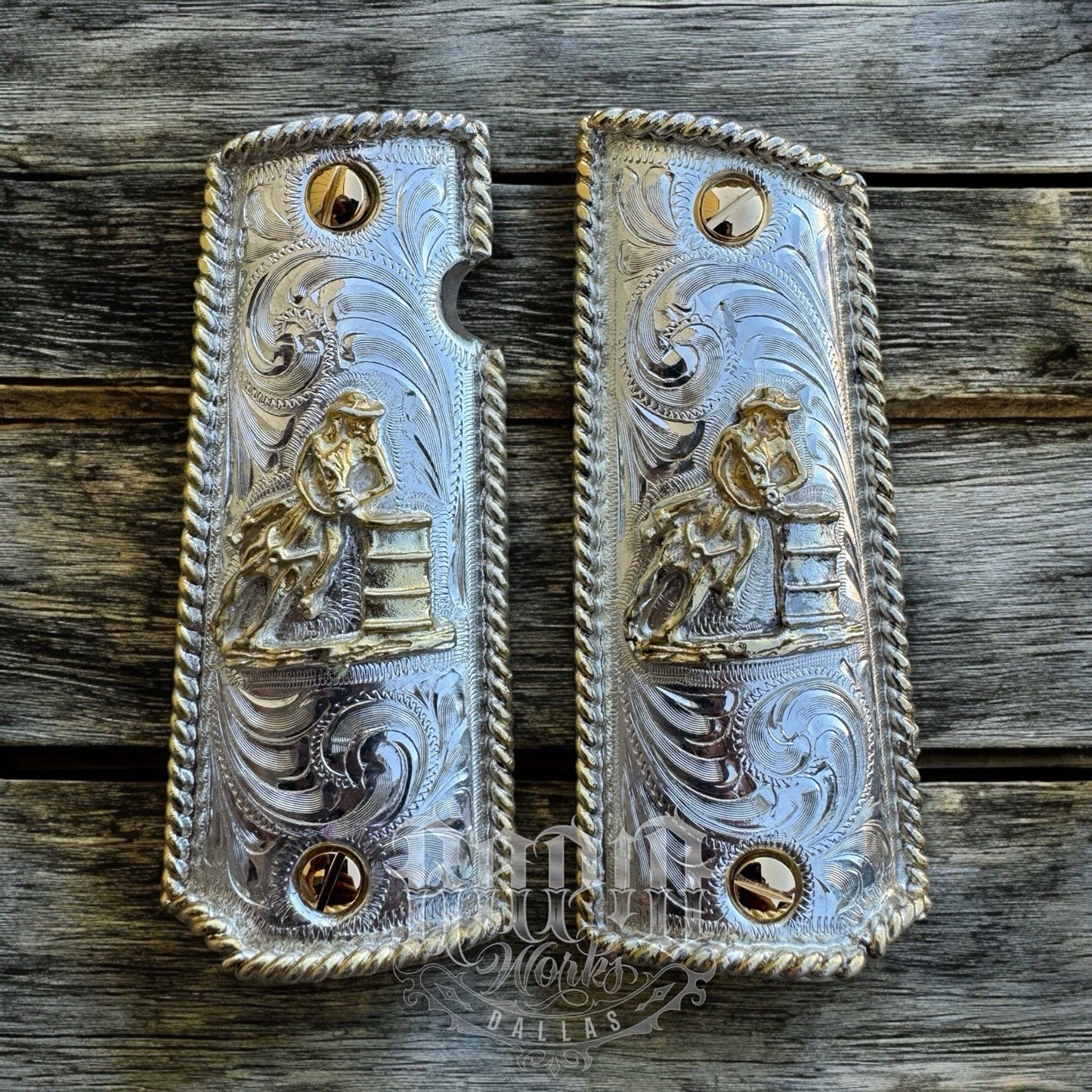 1911 45 38 Super Full Size Gold Gun Pistol Grip Cachas Chapeado & 24K Screws
