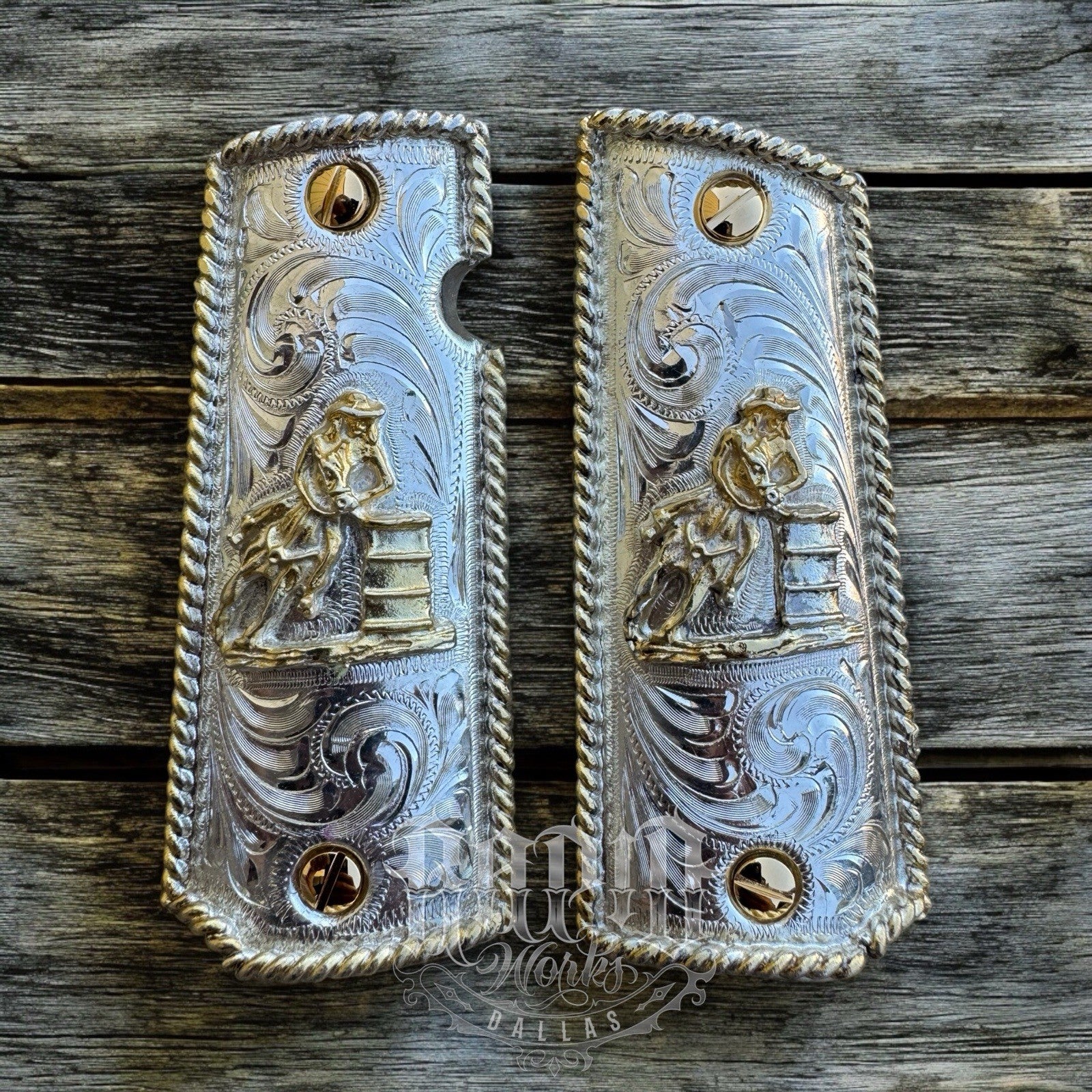 1911 45 38 Super Full Size Gold Gun Pistol Grip Cachas Chapeado & 24K Screws