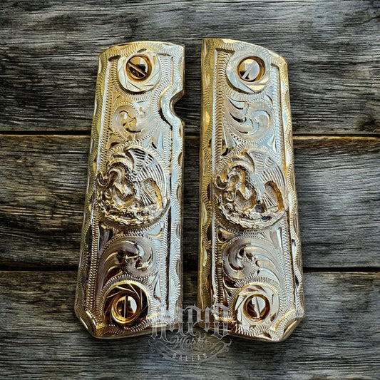1911 45 38 Super Full Size Aguila Gold Gun Pistol Grips Cachas & 24K Screws