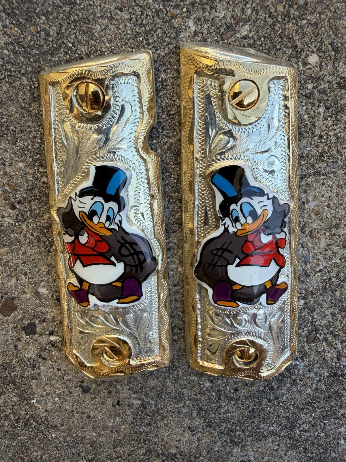 1911 45 38 Super Full Size Mcscrooge Gold Gun Pistol Grip Cachas & 24K Screws