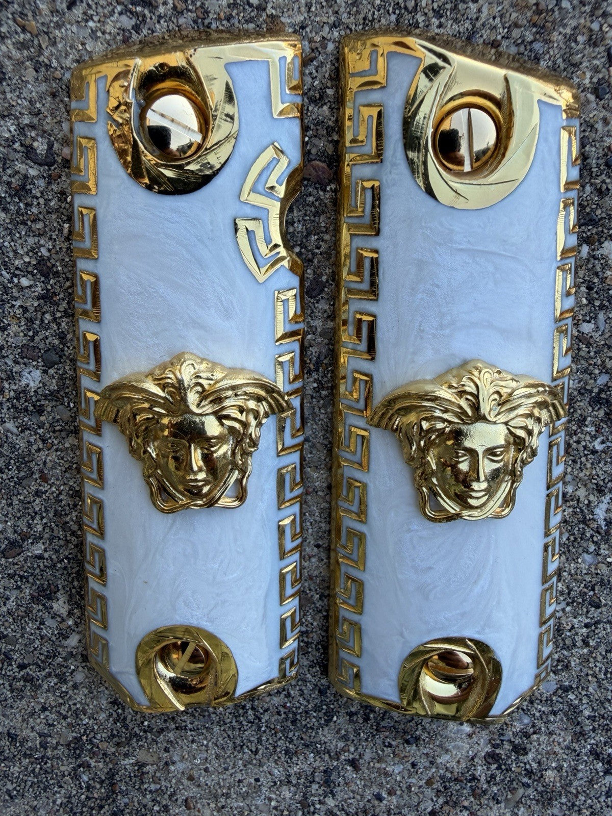 1911 45 38 Super Full Size Versace Gold Gun Pistol Grip Cachas & 24K Screws